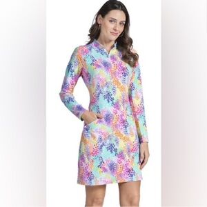 Ibkul Lessie Mock Neck Long Sleeve Dress L
